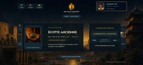 Archaeo Defense - sélection des civilisations